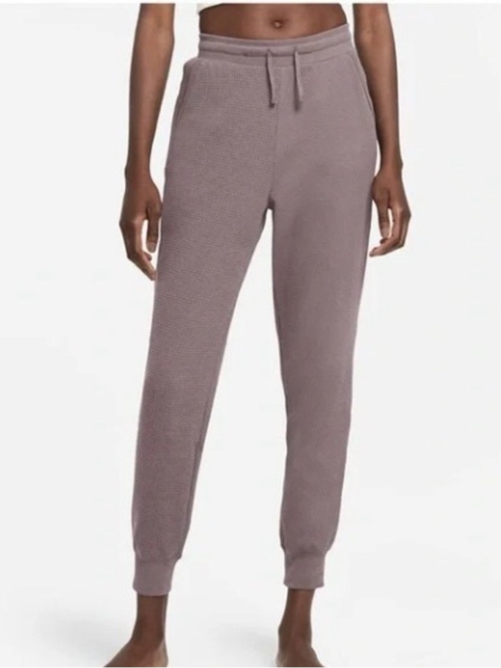 Nike Yoga Dri-FIT Waffle Knit Joggers Mauve Brown Plum | XS